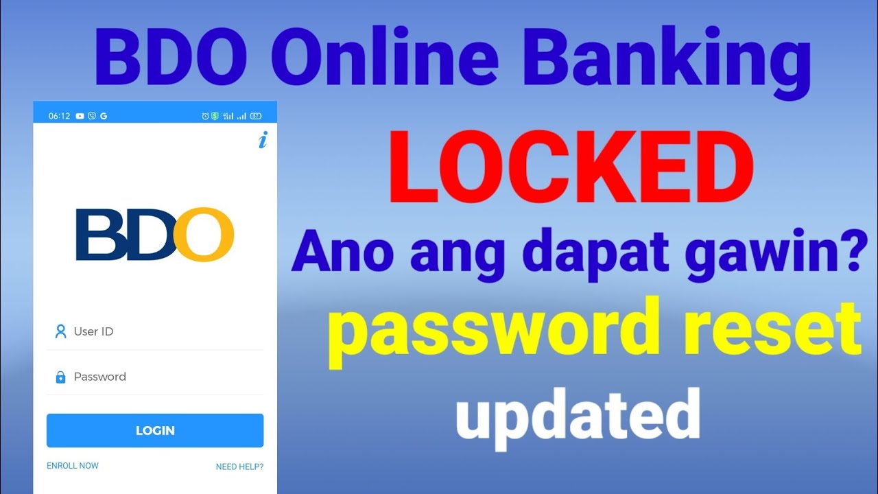 BDO Online Banking Locked / How to Reset BDO Password